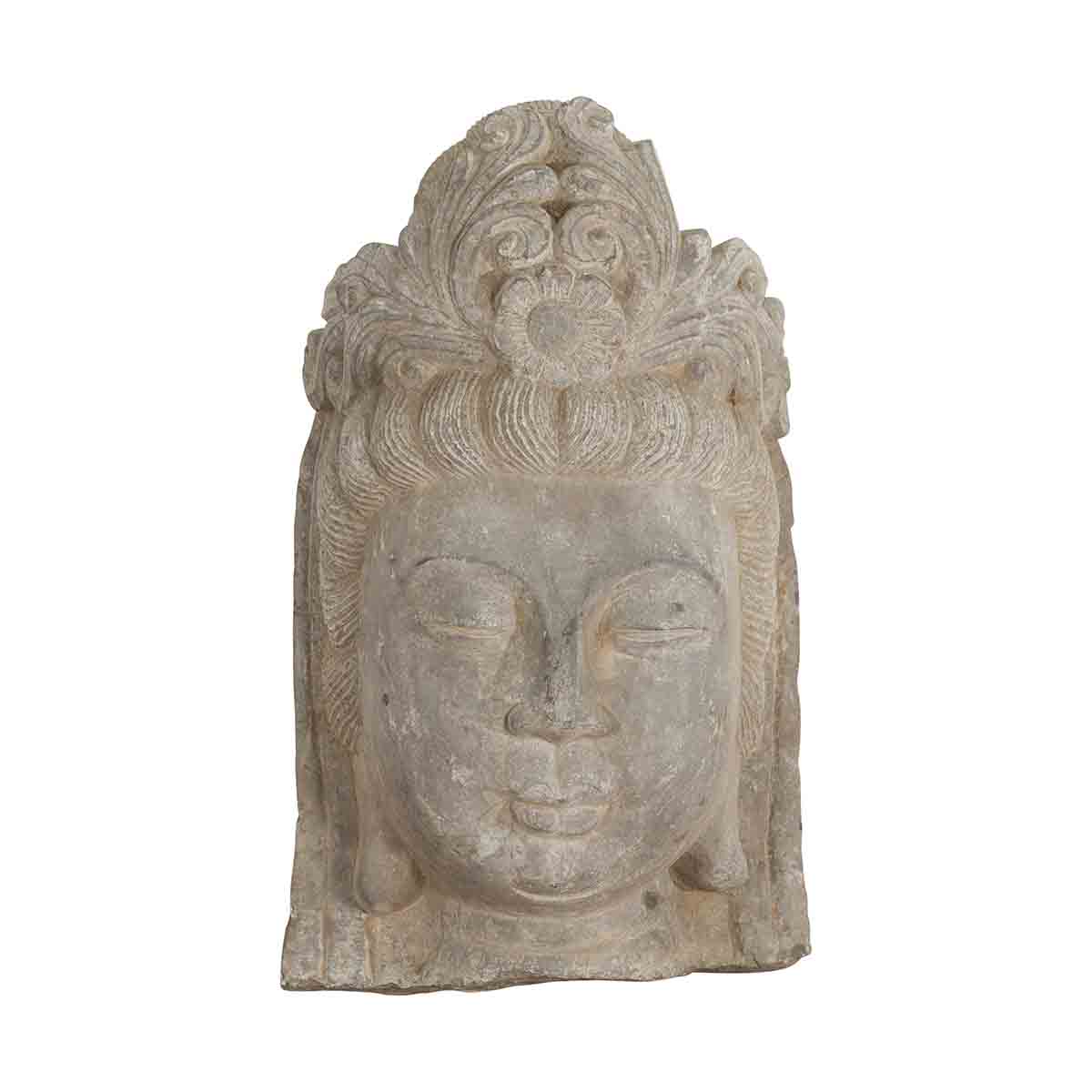 Chinese Vintage Carved Stone Bust of Guanyin, Bodhisattva of Compassion-1. Asian & Chinese Furniture, Art, Antiques, Vintage Home Décor for sale at FEA Home