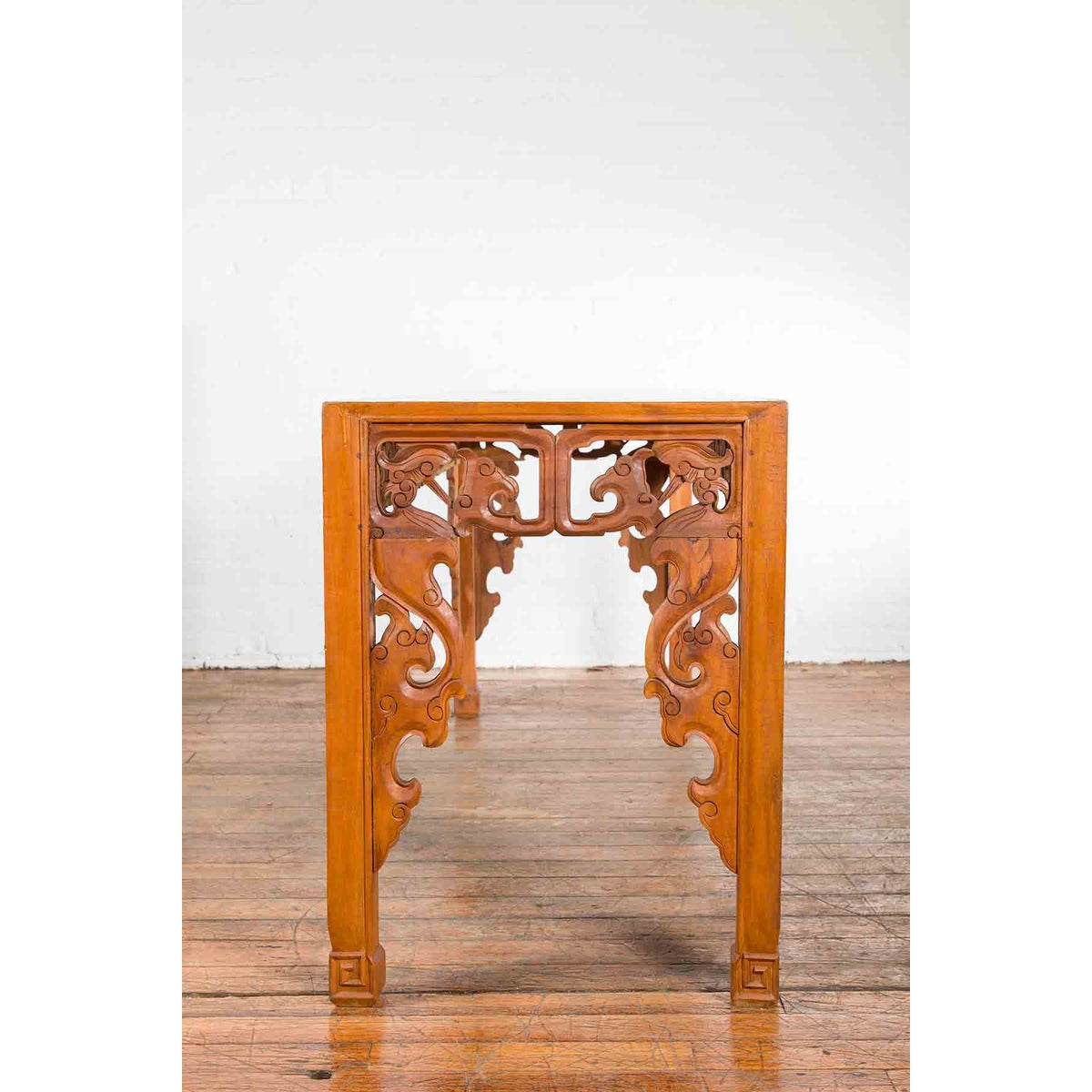 Vintage Chinese Style Indonesian Teak Wood Altar Table with Cloud-Carved Apron-11. Asian &amp; Chinese Furniture, Art, Antiques, Vintage Home Décor for sale at FEA Home
