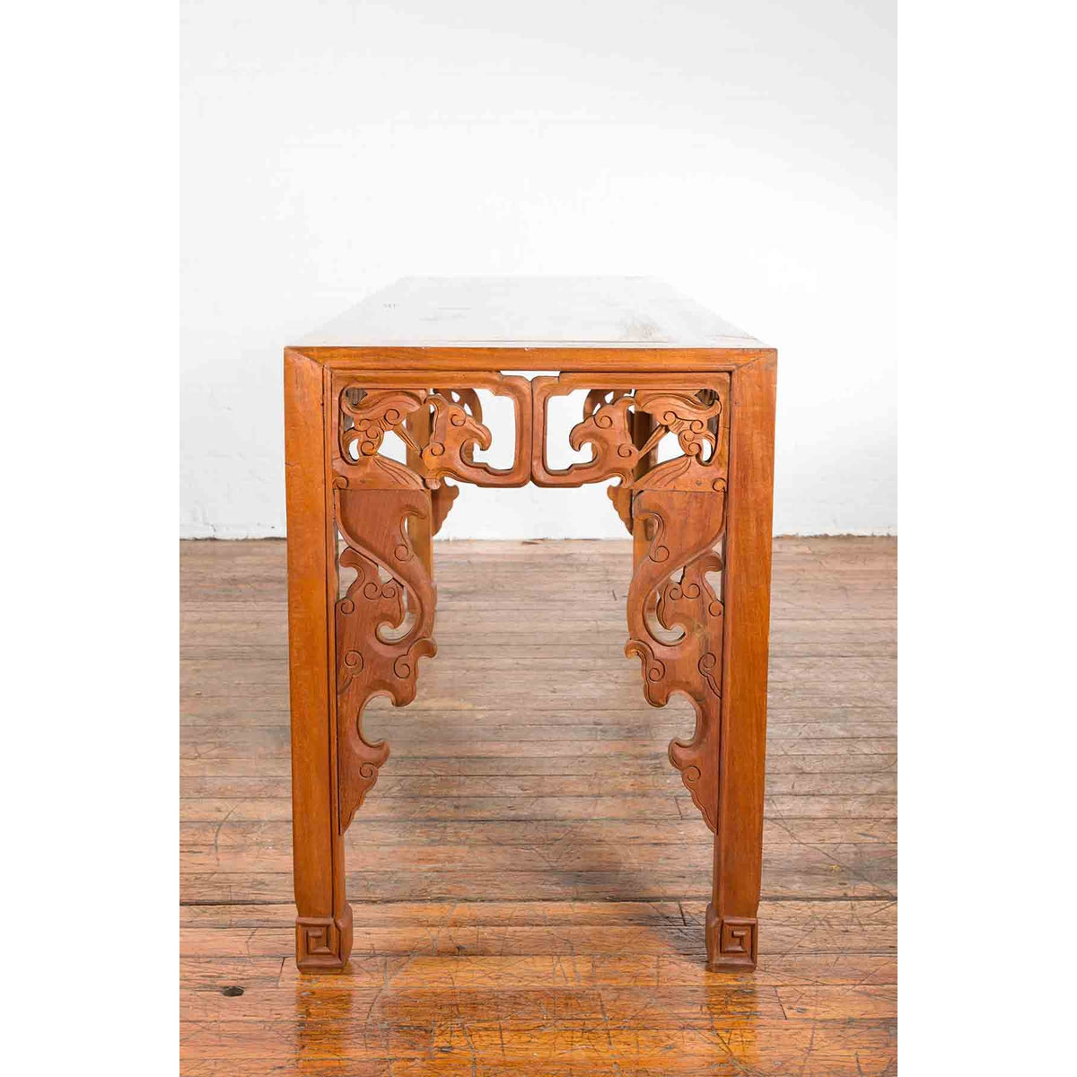 Vintage Chinese Style Indonesian Teak Wood Altar Table with Cloud-Carved Apron-8. Asian &amp; Chinese Furniture, Art, Antiques, Vintage Home Décor for sale at FEA Home