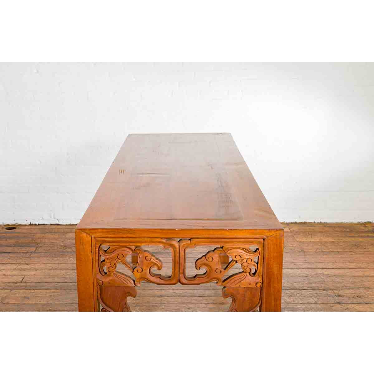 Vintage Chinese Style Indonesian Teak Wood Altar Table with Cloud-Carved Apron-9. Asian &amp; Chinese Furniture, Art, Antiques, Vintage Home Décor for sale at FEA Home