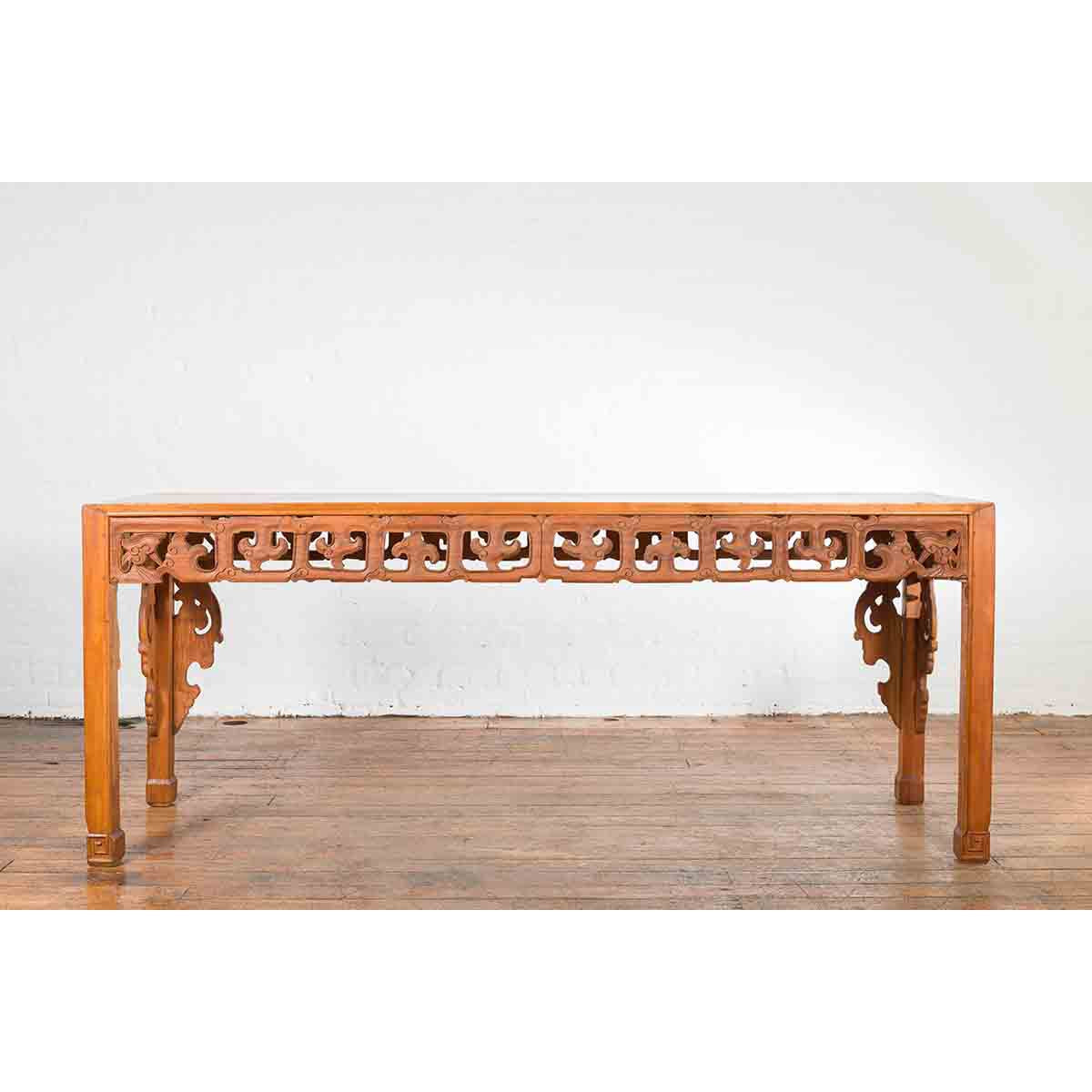 Vintage Chinese Style Indonesian Teak Wood Altar Table with Cloud-Carved Apron-10. Asian &amp; Chinese Furniture, Art, Antiques, Vintage Home Décor for sale at FEA Home
