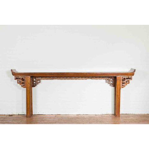 Qing Dynasty Console Table with Stacked Open Fretwork