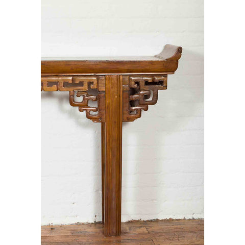 Qing Dynasty Console Table with Stacked Open Fretwork