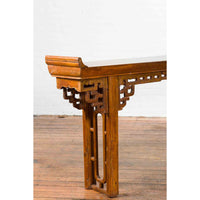 Qing Dynasty Console Table with Stacked Open Fretwork