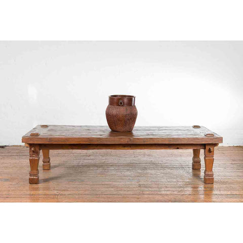 19th Century Indonesian Madurese Coffee Table with Carved Legs and Raised Joints