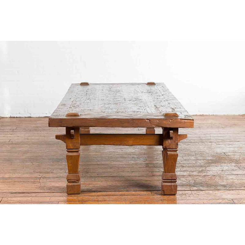 19th Century Indonesian Madurese Coffee Table with Carved Legs and Raised Joints
