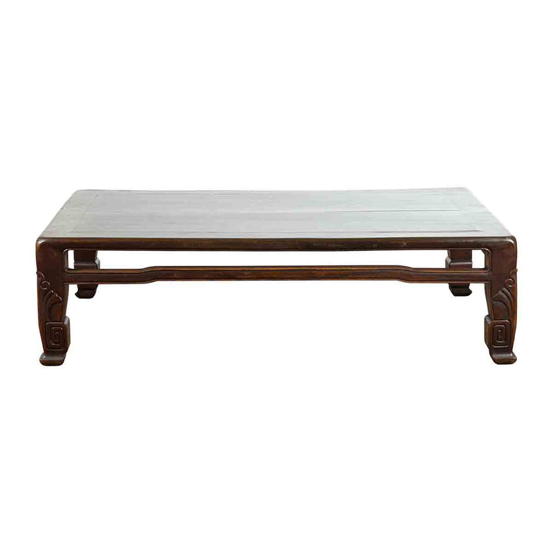 Chinese Antique Elmwood Coffee Table with Scrolling Feet and Humpback Stretchers- Asian Antiques, Vintage Home Decor & Chinese Furniture - FEA Home