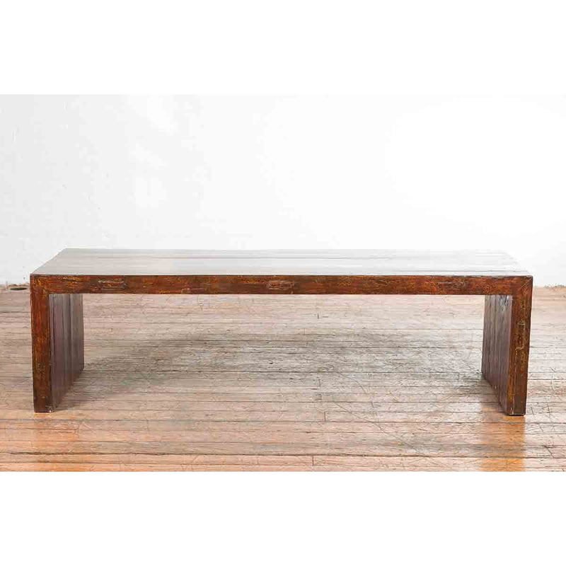 Indian 19th Century Low Altar Table with Underglaze Snake Skin Pattern