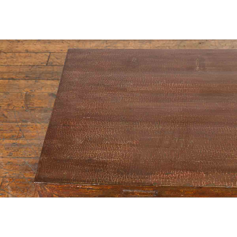 Indian 19th Century Low Altar Table with Underglaze Snake Skin Pattern