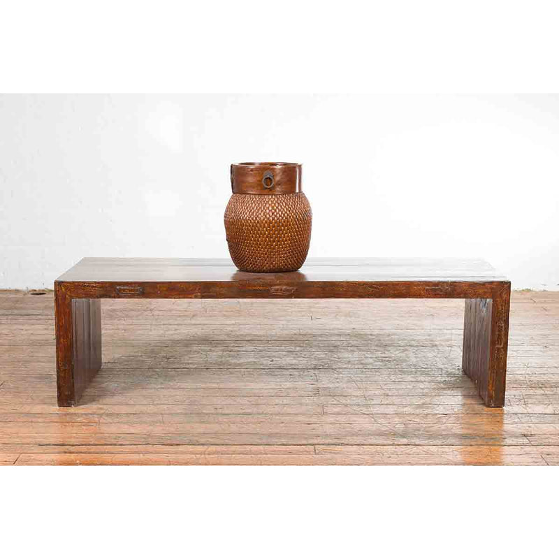 Indian 19th Century Low Altar Table with Underglaze Snake Skin Pattern