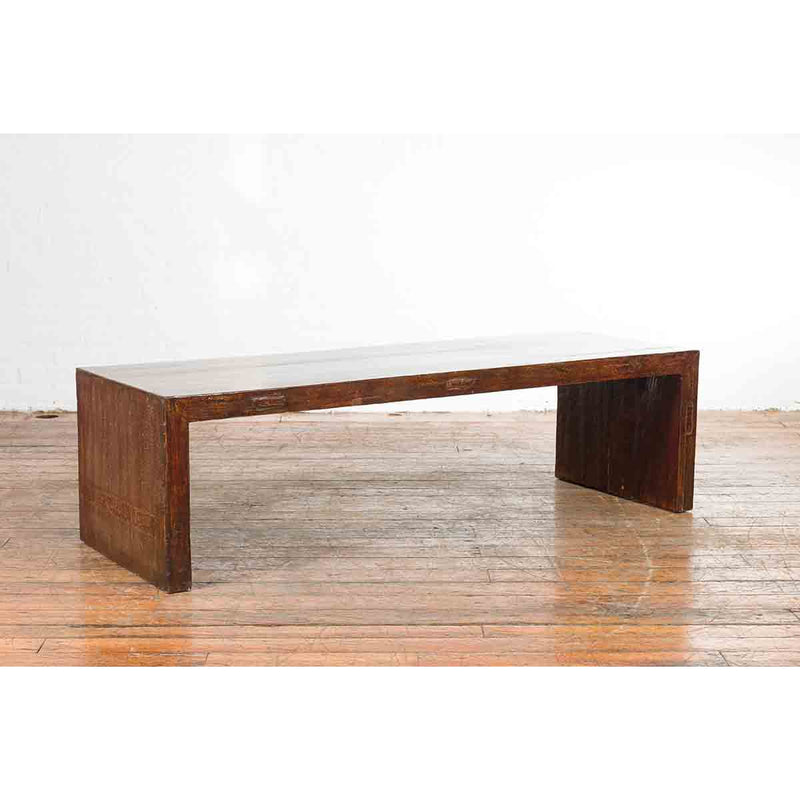 Indian 19th Century Low Altar Table with Underglaze Snake Skin Pattern