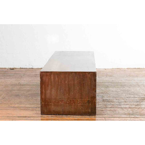Indian 19th Century Low Altar Table with Underglaze Snake Skin Pattern