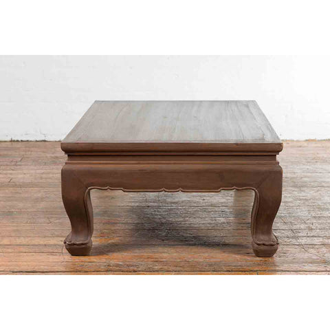 Vintage Thai Chow Legs Coffee Table with Carved Apron and Brown Patina-YN7199-12. Asian & Chinese Furniture, Art, Antiques, Vintage Home Décor for sale at FEA Home