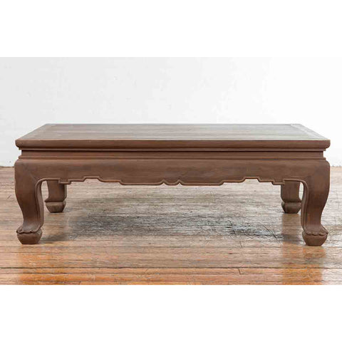 Vintage Thai Chow Legs Coffee Table with Carved Apron and Brown Patina-YN7199-3. Asian & Chinese Furniture, Art, Antiques, Vintage Home Décor for sale at FEA Home