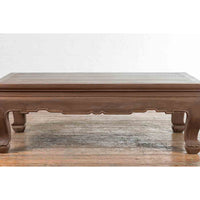 Vintage Thai Chow Legs Coffee Table with Carved Apron and Brown Patina-YN7199-7. Asian & Chinese Furniture, Art, Antiques, Vintage Home Décor for sale at FEA Home