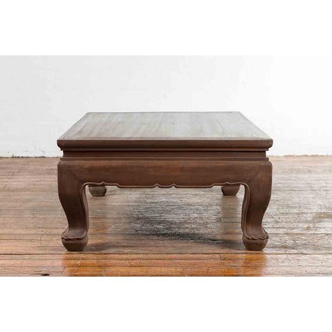 Vintage Thai Chow Legs Coffee Table with Carved Apron and Brown Patina-YN7199-10. Asian & Chinese Furniture, Art, Antiques, Vintage Home Décor for sale at FEA Home