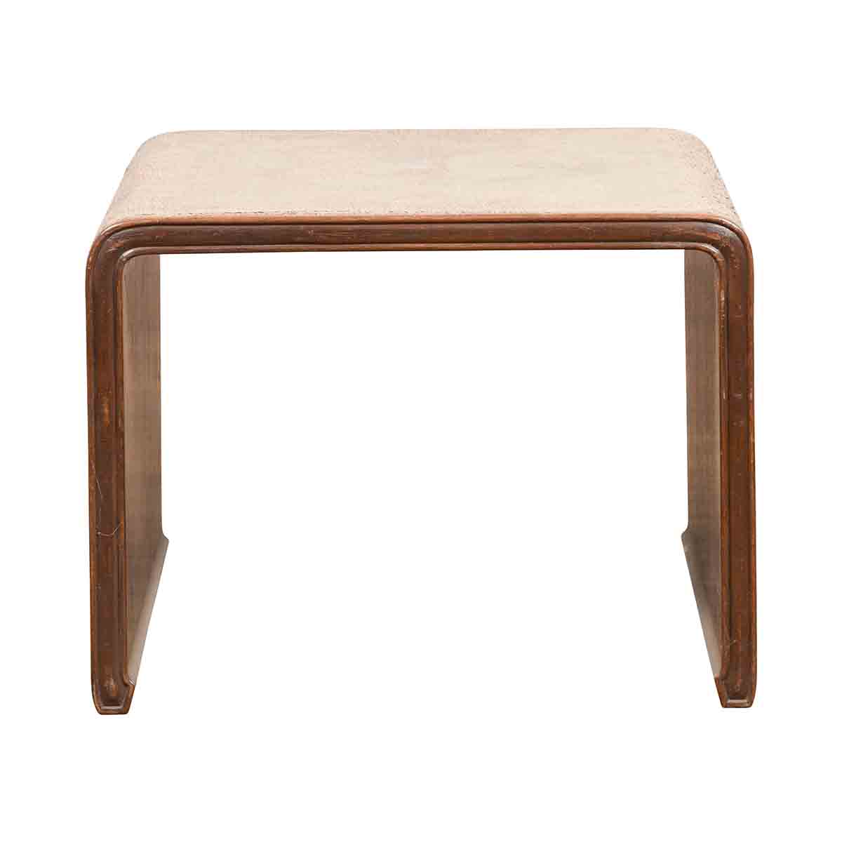 Burmese Vintage Waterfall Side Table with Rattan Woven Top and Horse Hoof Feet-1. Asian & Chinese Furniture, Art, Antiques, Vintage Home Décor for sale at FEA Home
