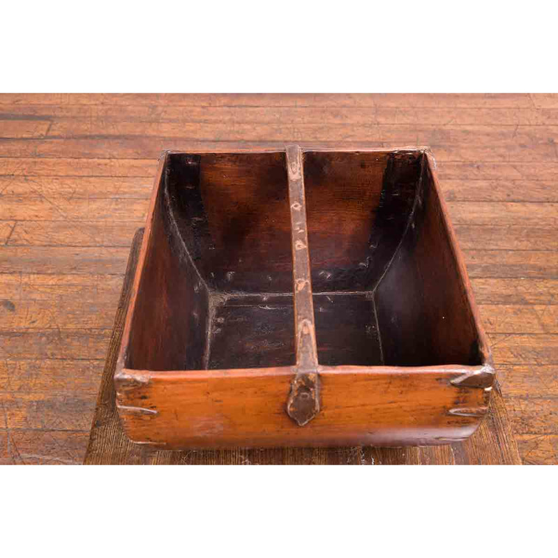Chinese Early 20th Century Grain Basket with Red Calligraphy and Braces-11. Asian & Chinese Furniture, Art, Antiques, Vintage Home Décor for sale at FEA Home