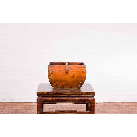 Chinese Early 20th Century Grain Basket with Red Calligraphy and Braces-7. Asian & Chinese Furniture, Art, Antiques, Vintage Home Décor for sale at FEA Home