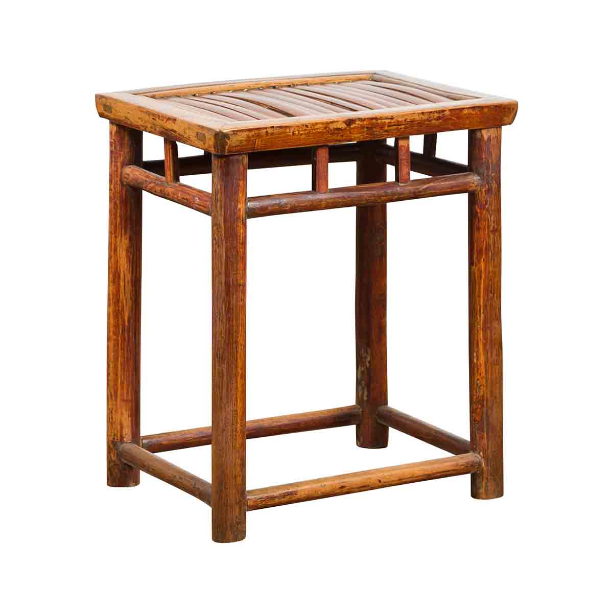 Chinese Qing Dynasty 19th Century Side Table with Split Bamboo Top and Patina-1. Asian & Chinese Furniture, Art, Antiques, Vintage Home Décor for sale at FEA Home