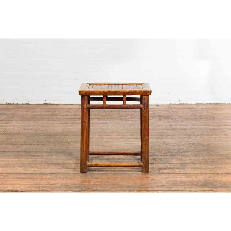 Chinese Qing Dynasty 19th Century Side Table with Split Bamboo Top and Patina-3. Asian & Chinese Furniture, Art, Antiques, Vintage Home Décor for sale at FEA Home