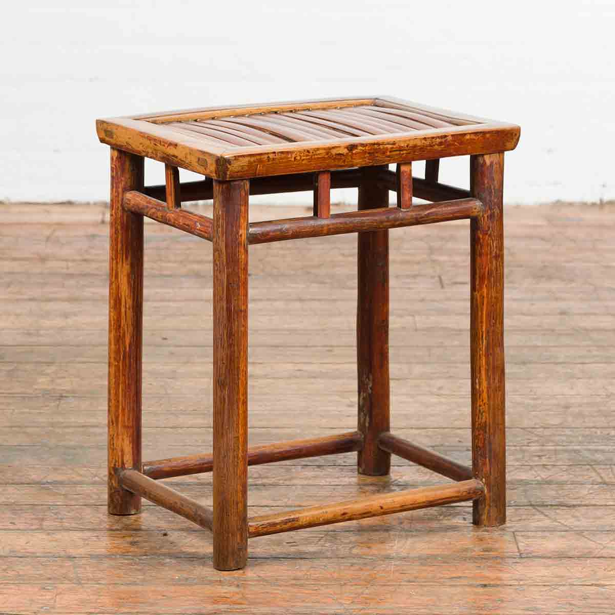 Chinese Qing Dynasty 19th Century Side Table with Split Bamboo Top and Patina-2. Asian & Chinese Furniture, Art, Antiques, Vintage Home Décor for sale at FEA Home