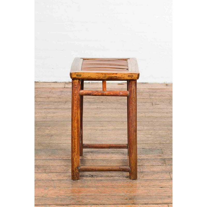 Chinese Qing Dynasty 19th Century Side Table with Split Bamboo Top and Patina-10. Asian & Chinese Furniture, Art, Antiques, Vintage Home Décor for sale at FEA Home