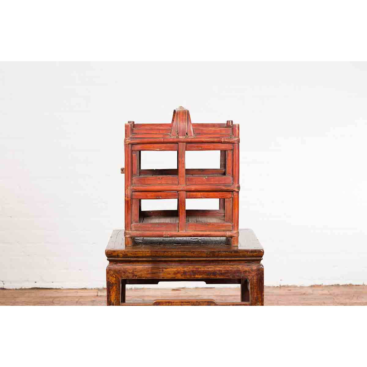 Chinese Vintage Bamboo Openwork Basket with Enclosed Shelves-8. Asian &amp; Chinese Furniture, Art, Antiques, Vintage Home Décor for sale at FEA Home