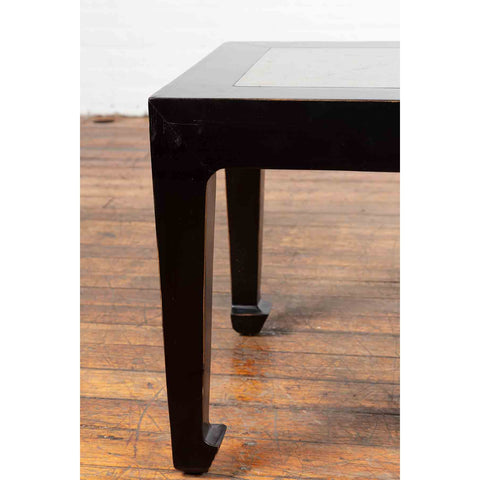 Chinese Vintage Black Lacquer Side Table with Qing Dynasty Period Stone Inset-7. Asian & Chinese Furniture, Art, Antiques, Vintage Home Décor for sale at FEA Home