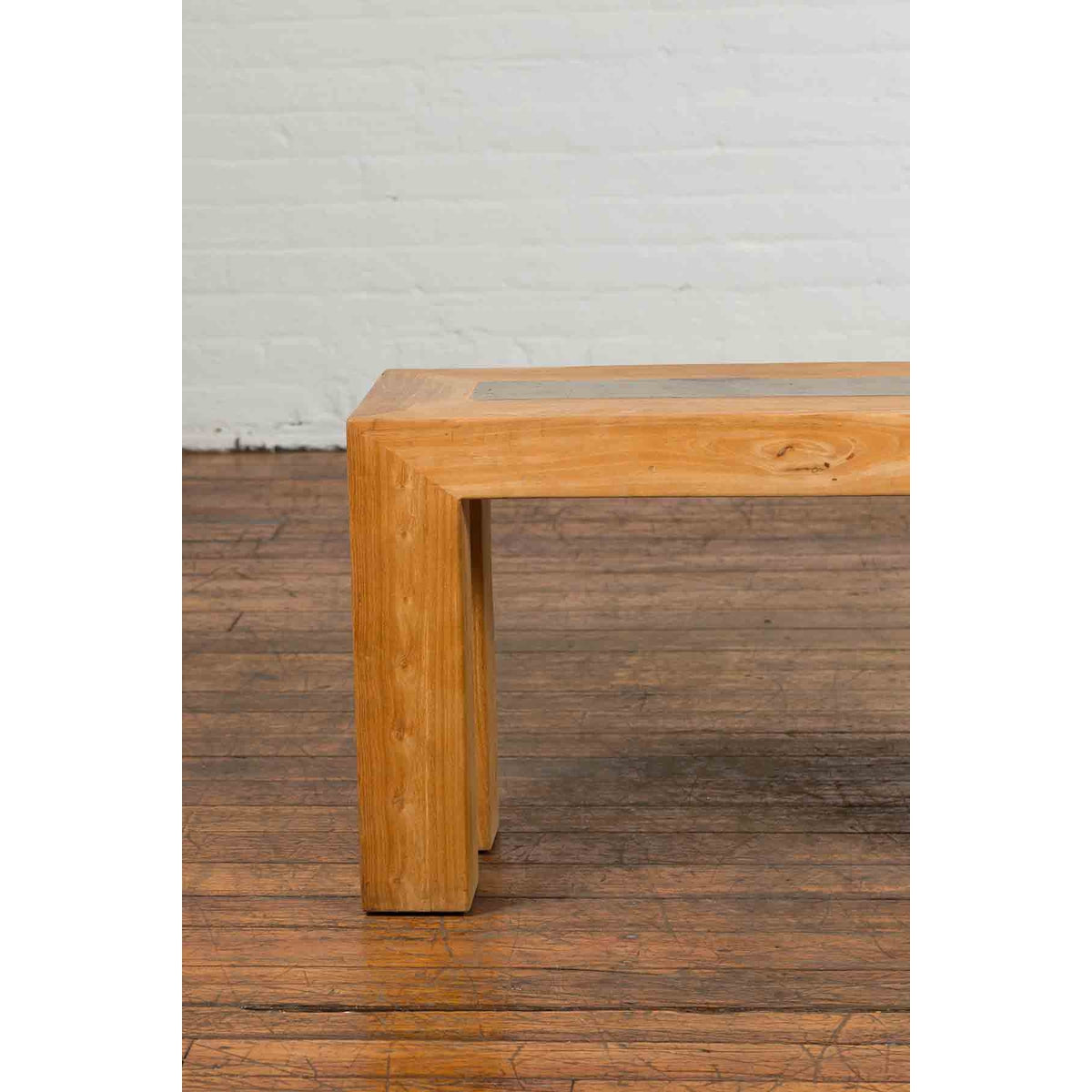 Chinese Vintage Wooden Bench with Antique Courtyard Stone Top Inlay-5. Asian &amp; Chinese Furniture, Art, Antiques, Vintage Home Décor for sale at FEA Home