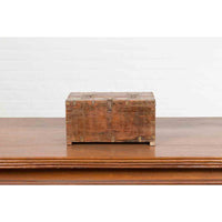 Small Indian 19th Century Box with Brass Details and Compartmented Interior
