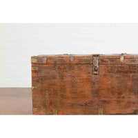 Small Indian 19th Century Box with Brass Details and Compartmented Interior