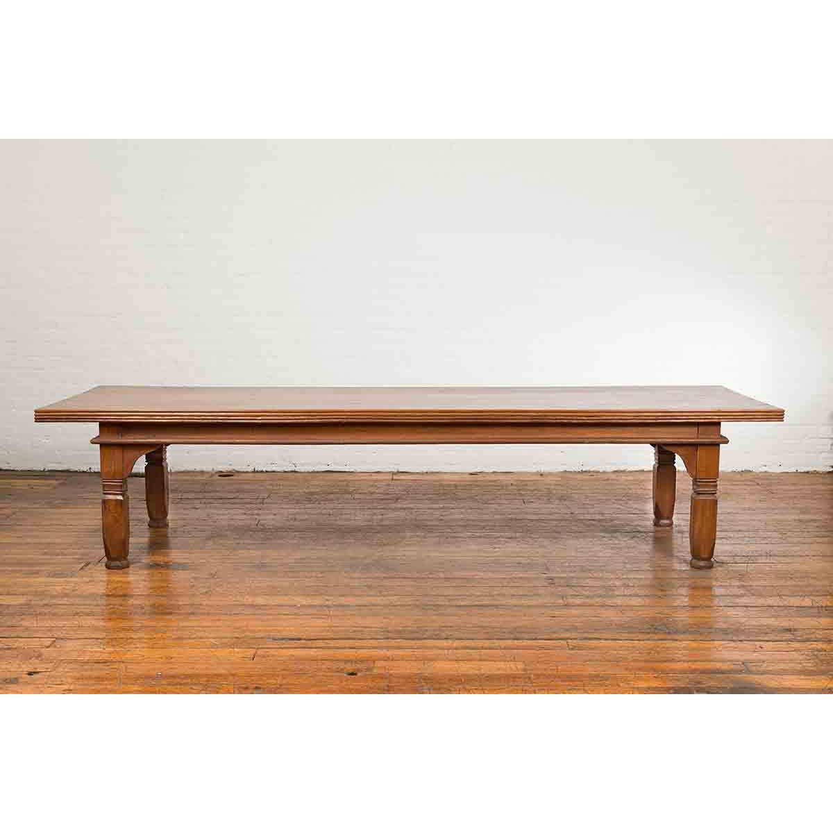 Oversized 19th Century Indonesian Coffee Table with Reeded Edge and Carved Legs-2. Asian & Chinese Furniture, Art, Antiques, Vintage Home Décor for sale at FEA Home