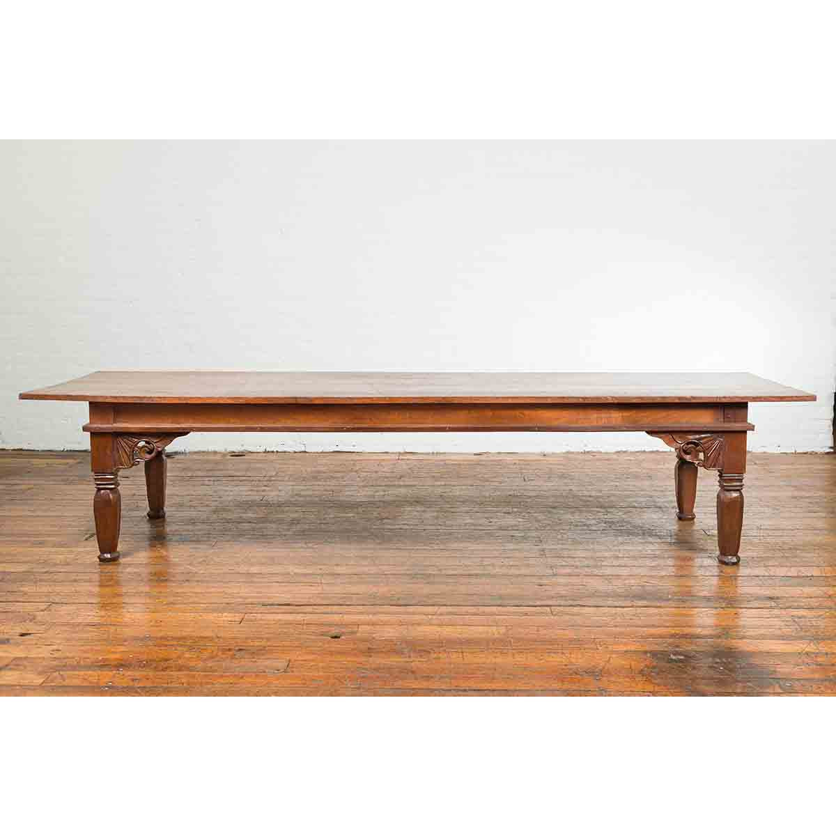 Oversized 19th Century Indonesian Madurese Coffee Table with Carved Spandrels-2. Asian & Chinese Furniture, Art, Antiques, Vintage Home Décor for sale at FEA Home