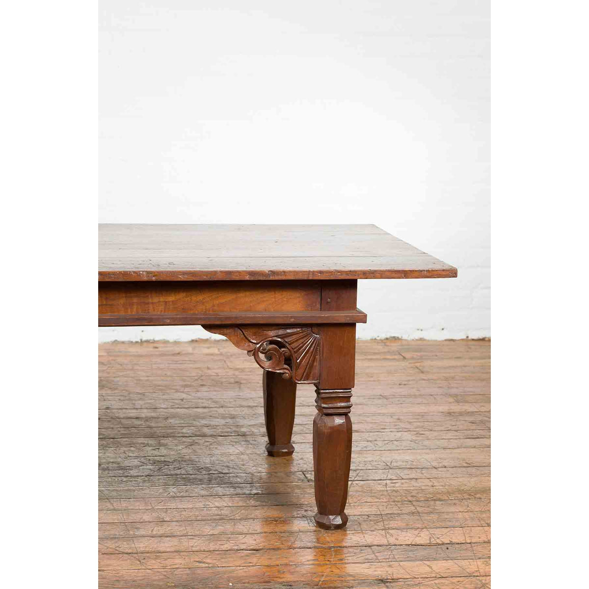 Oversized 19th Century Indonesian Madurese Coffee Table with Carved Spandrels-4. Asian &amp; Chinese Furniture, Art, Antiques, Vintage Home Décor for sale at FEA Home