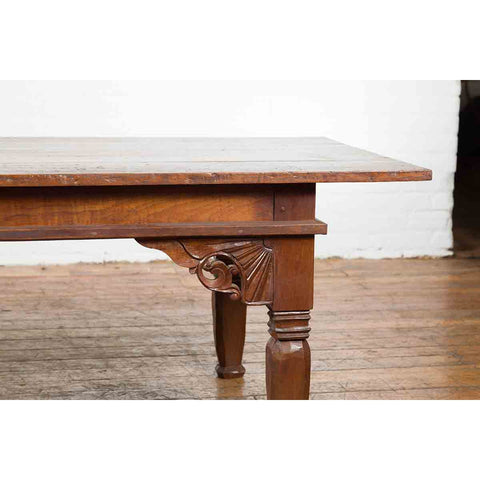 Oversized 19th Century Indonesian Madurese Coffee Table with Carved Spandrels