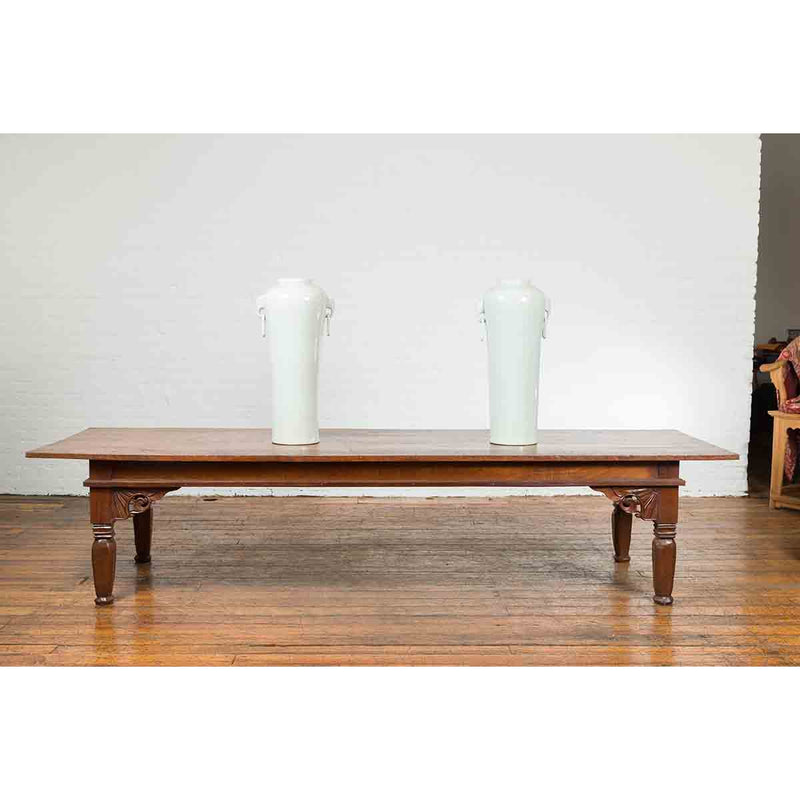 Oversized 19th Century Indonesian Madurese Coffee Table with Carved Spandrels-YN7237-7. Asian & Chinese Furniture, Art, Antiques, Vintage Home Décor for sale at FEA Home