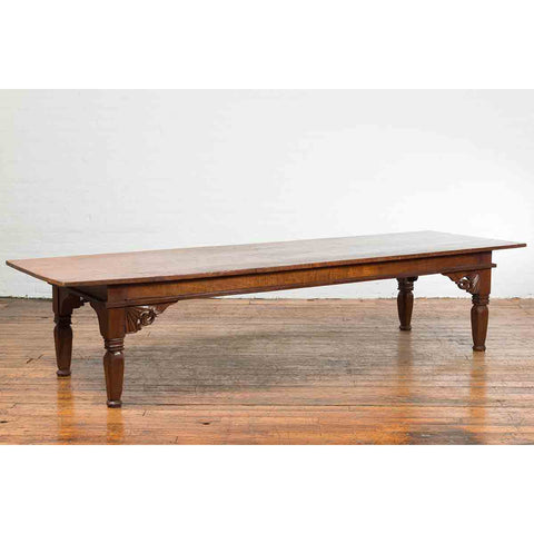 Oversized 19th Century Indonesian Madurese Coffee Table with Carved Spandrels-YN7237-8. Asian & Chinese Furniture, Art, Antiques, Vintage Home Décor for sale at FEA Home