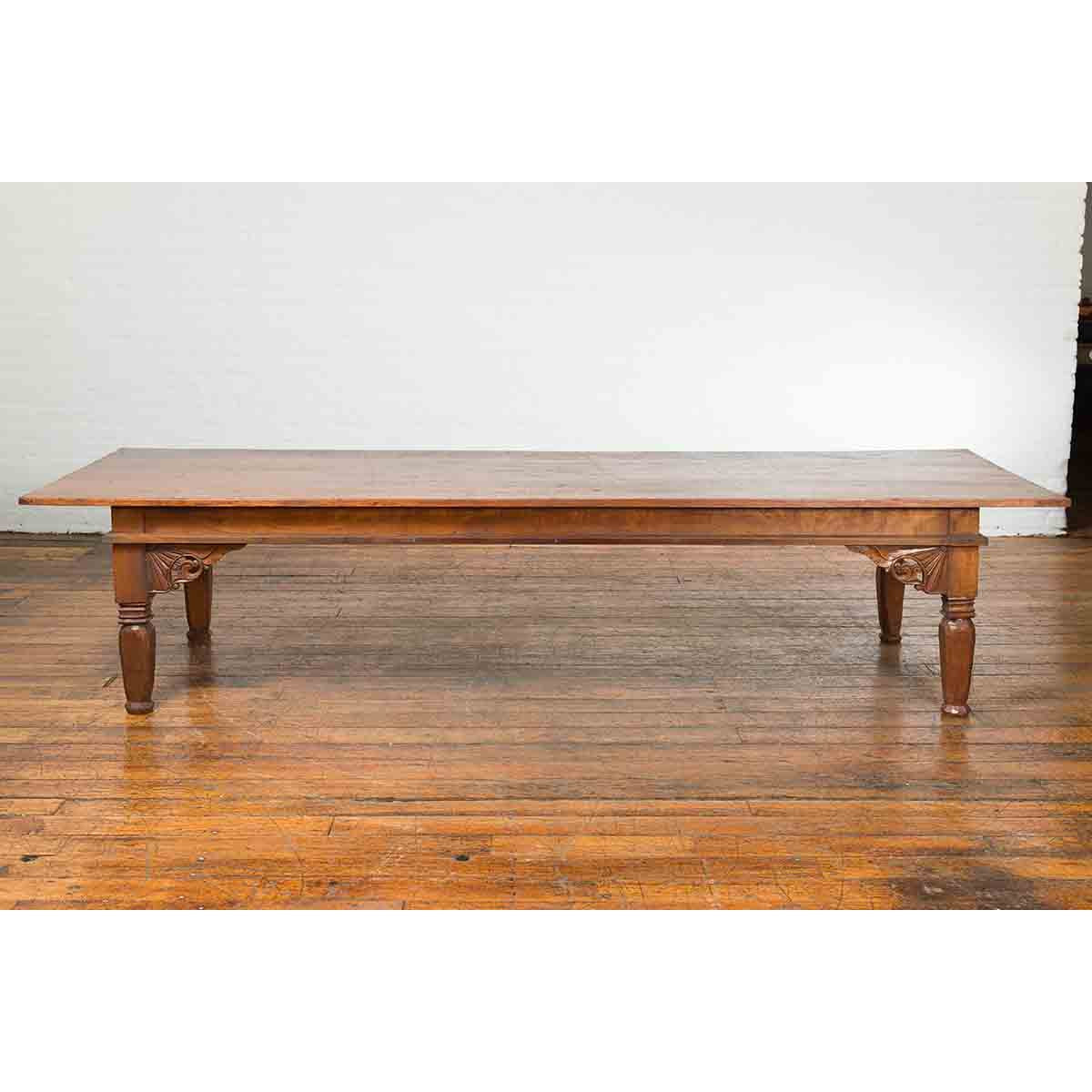 Oversized 19th Century Indonesian Madurese Coffee Table with Carved Spandrels-10. Asian &amp; Chinese Furniture, Art, Antiques, Vintage Home Décor for sale at FEA Home