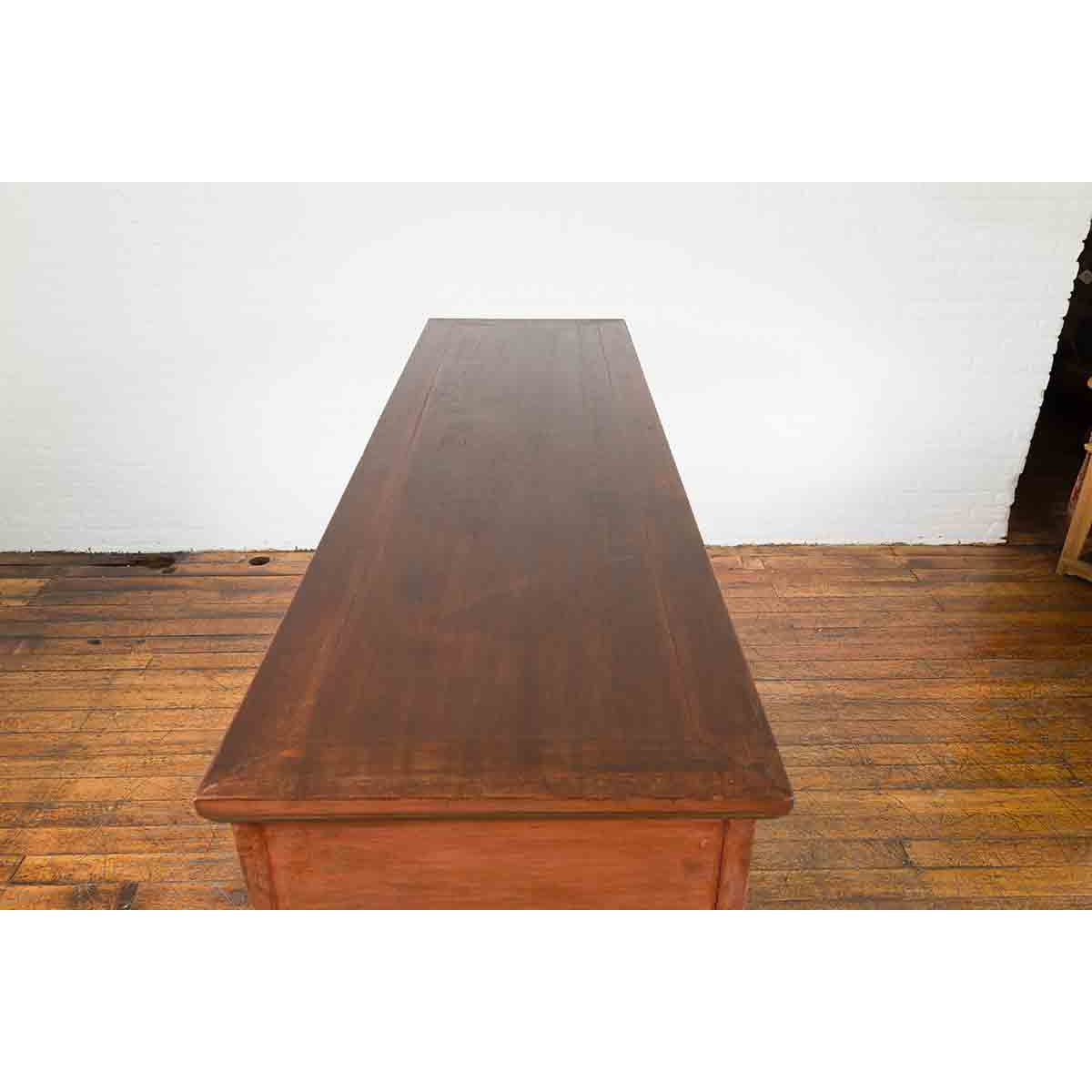 Chinese Qing Dynasty Period 19th Century Tall Red and Green Altar Console Table-7. Asian &amp; Chinese Furniture, Art, Antiques, Vintage Home Décor for sale at FEA Home