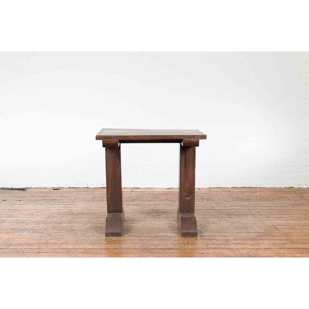 Indonesian Antique Wine Tasting Table with Rustic Appearance and Trestle Base-11. Asian &amp; Chinese Furniture, Art, Antiques, Vintage Home Décor for sale at FEA Home