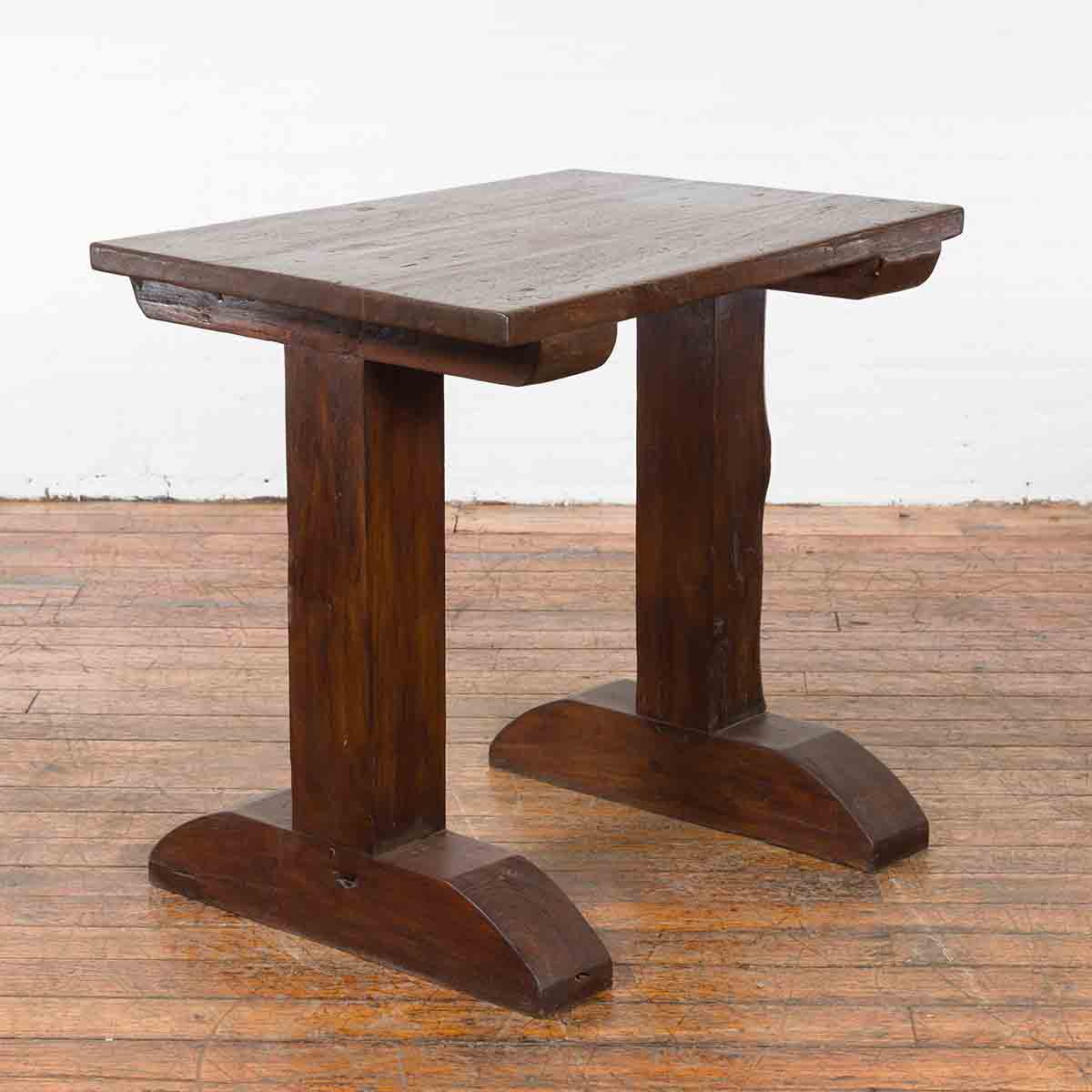 Indonesian Antique Wine Tasting Table with Rustic Appearance and Trestle Base-2. Asian & Chinese Furniture, Art, Antiques, Vintage Home Décor for sale at FEA Home