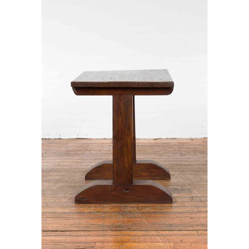 Indonesian Antique Wine Tasting Table with Rustic Appearance and Trestle Base