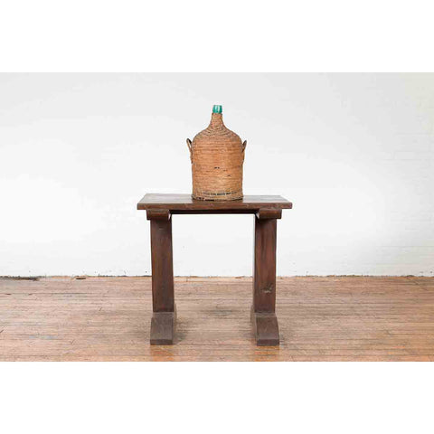 Indonesian Antique Wine Tasting Table with Rustic Appearance and Trestle Base-4. Asian & Chinese Furniture, Art, Antiques, Vintage Home Décor for sale at FEA Home