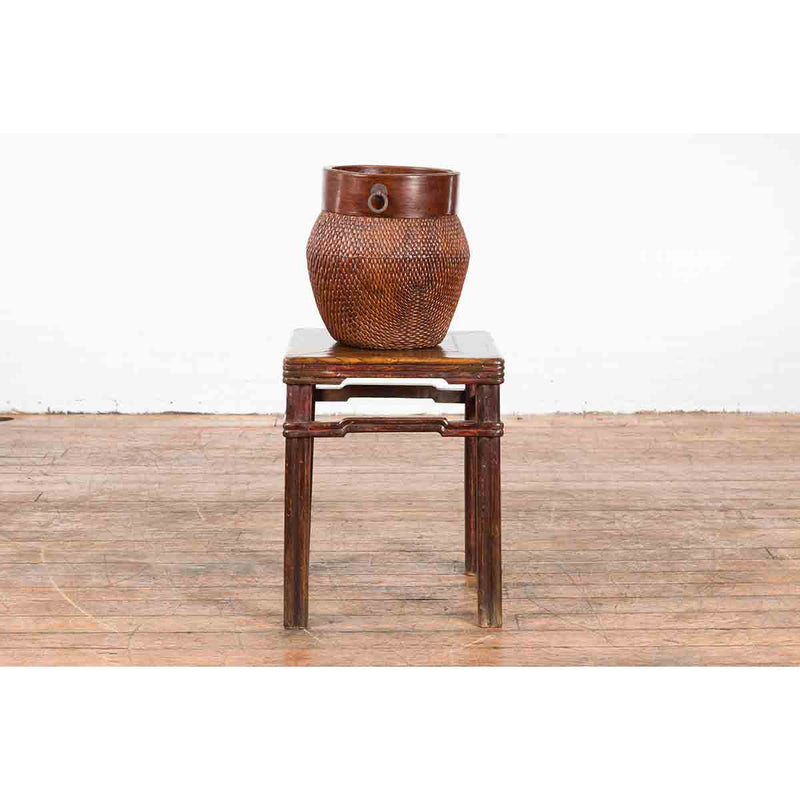 Chinese Qing Dynasty Period 19th Century Side Table with Humpback Stretchers