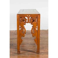Vintage Indonesian Altar Console Table with Carved Apron and Square Feet-YN7246-12. Asian & Chinese Furniture, Art, Antiques, Vintage Home Décor for sale at FEA Home