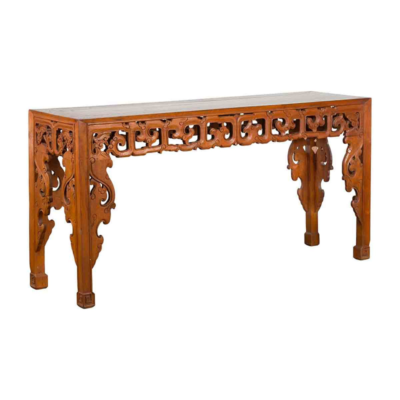 Vintage Indonesian Altar Console Table with Carved Apron and Square Feet-YN7246-1. Asian & Chinese Furniture, Art, Antiques, Vintage Home Décor for sale at FEA Home