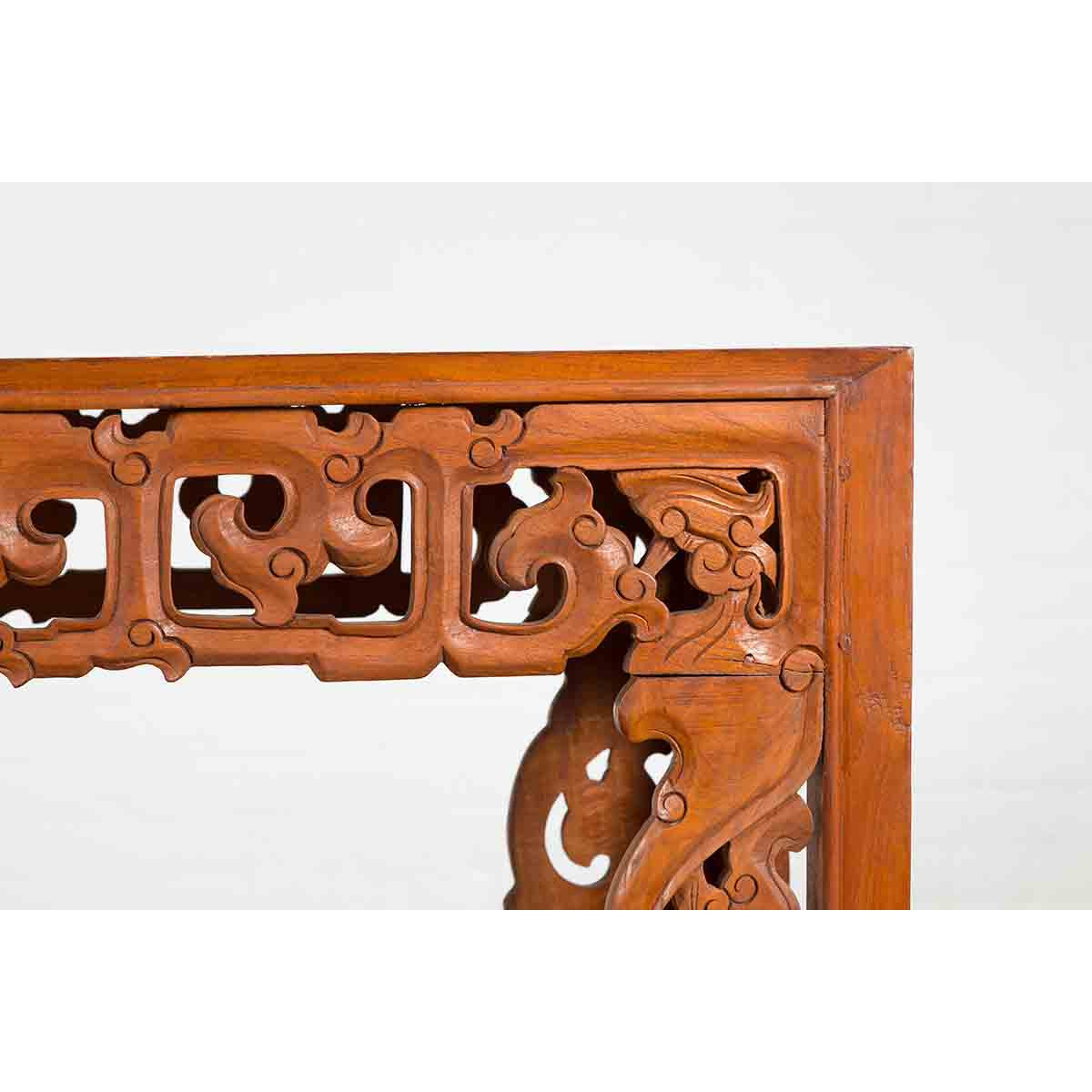 Vintage Indonesian Altar Console Table with Carved Apron and Square Feet-8. Asian &amp; Chinese Furniture, Art, Antiques, Vintage Home Décor for sale at FEA Home