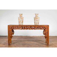 Vintage Indonesian Altar Console Table with Carved Apron and Square Feet-YN7246-4. Asian & Chinese Furniture, Art, Antiques, Vintage Home Décor for sale at FEA Home