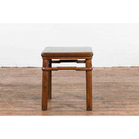 Chinese Qing Dynasty Period 19th Century Side Table with Humpback Stretchers